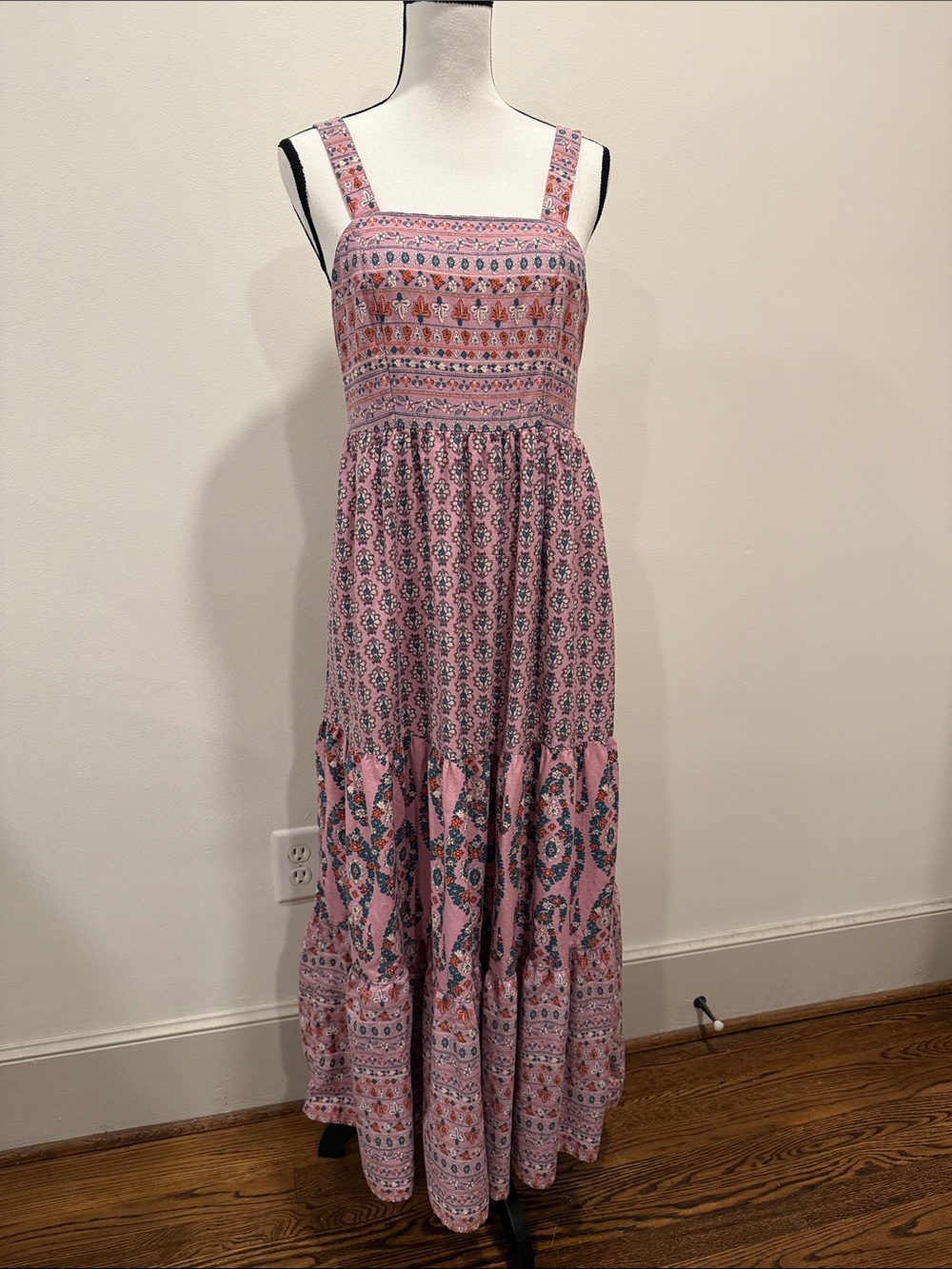 Knox Rose Pink Floral Maxi Sundress with Adjustable Shoulder Straps Size Small